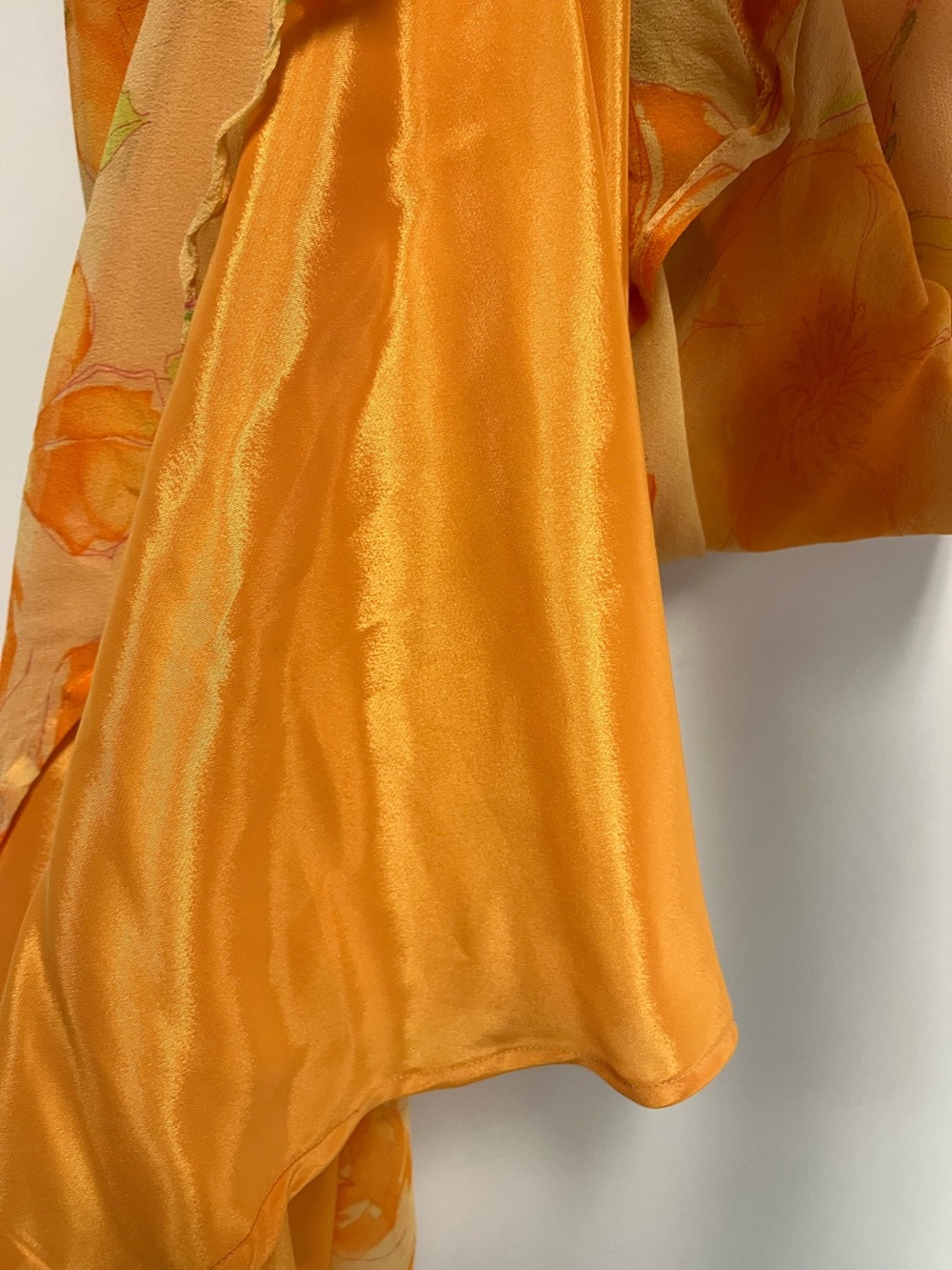 David Meister Vintage Strapless Peach-Orange Floral Silk Maxi Dress Sz. 2 - Picture 9 of 11